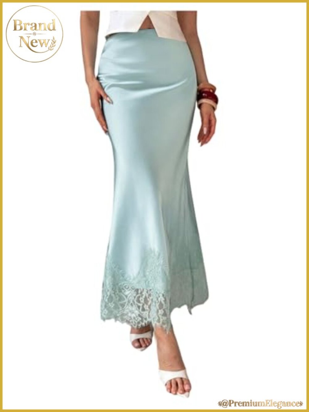 Elegant Lace Satin Skirt Fishtail Pencil Party Cocktail Long Skirts